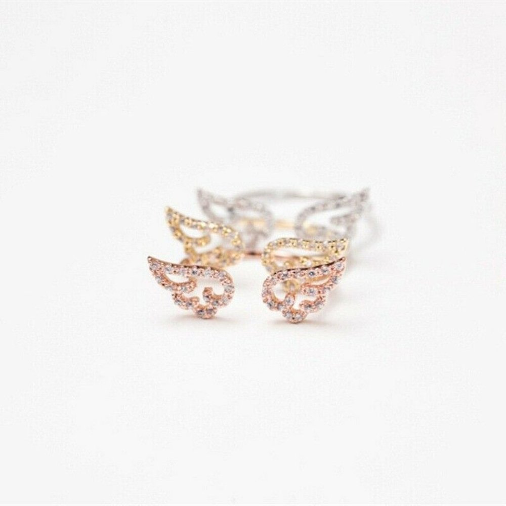925 White Sapphire Butterfly Silver Ring - Picture 3 of 3